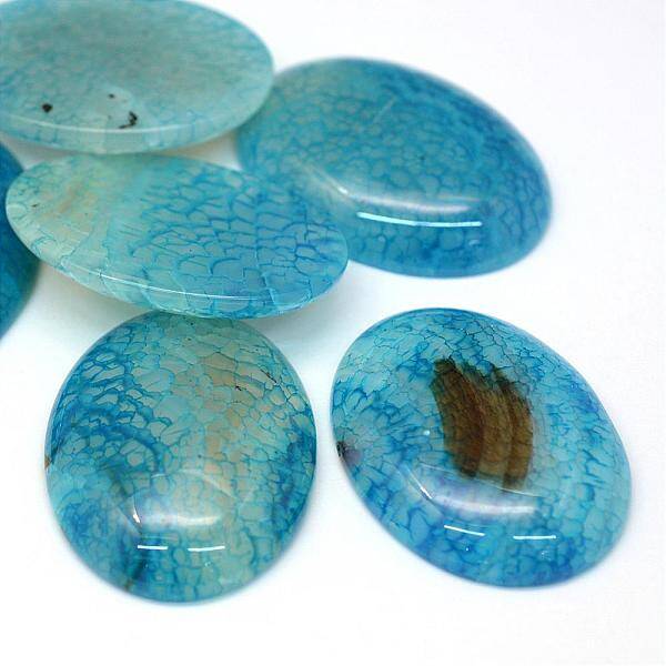 Oval Dyed Natural Crackle Agate Cabochons