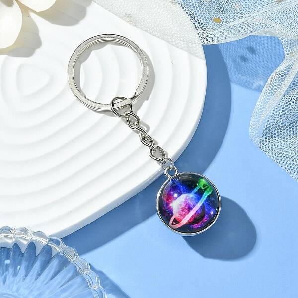 Round Glass Beads Keychain