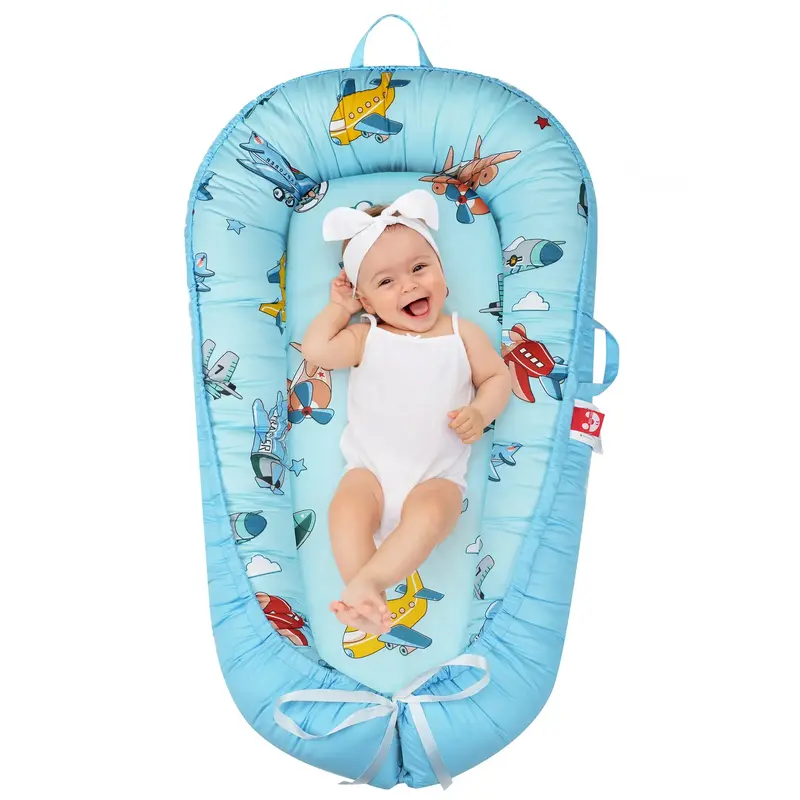 Baby Lounger for Newborn- Baby Nest Co Sleeping for Baby 0-24 Months, Breathable Portable Infant Nest - Adjustable 100% Cotto...