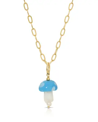 Pliz Necklace | Color: Light Blue | Metal Color: Gold
