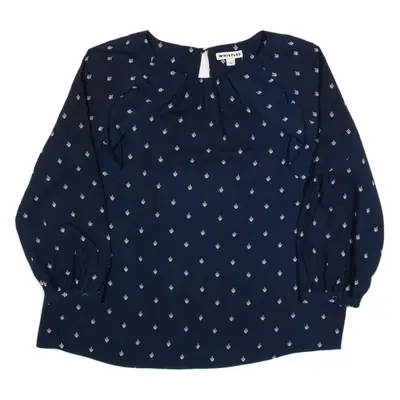WHISTLES Womens Printed Blouse Blue 3/4 Sleeve Spotted UK 12