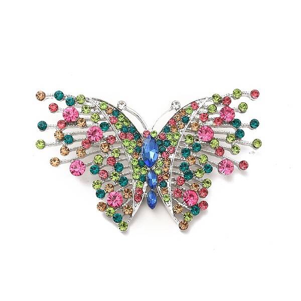 Colorful Rhinestone Butterfly Lapel Pin
