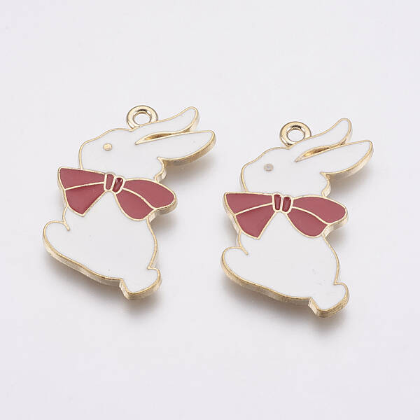 Zinc Alloy Enamel Bunny Pendants