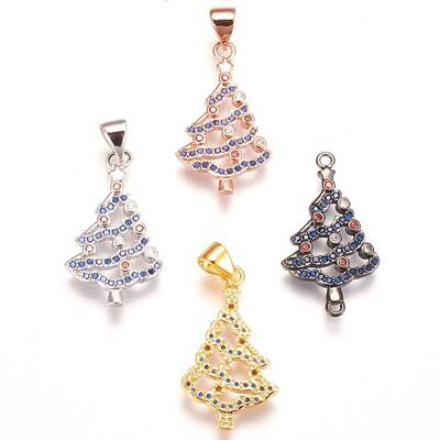 Brass Micro Pave Cubic Zirconia Pendants