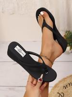 Women's Fashionable Solid Color Sandals, Boho Style Black Slide Sandals for Summer, Lightweight Breathable Comfortable Shoes ...