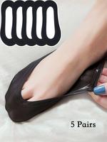 Women's 5 Pairs Solid Invisible Socks, Breathable Comfortable Socks for Women, Non-slip Socks for Daily Wear