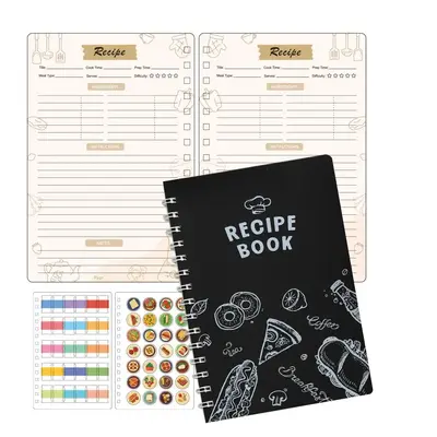 Recipe Book Journal with PVC Cover, 1 Count Recipe Planner with Stickers, Daily Meal Bound Cookbook & Kitchen Planner, Kitche...