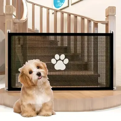 Expandable Security Pet Gate, Durable Paws Mesh Gate for Indoor and Outdoor Use, Adjustable, Portable, Easy To Install, Home ...