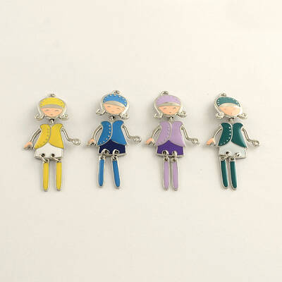 Cute Girl Zinc Alloy Enamel Big Pendants