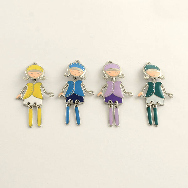 Cute Girl Zinc Alloy Enamel Big Pendants