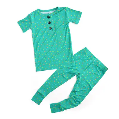 Teal Sprinkles TWO PIECE Bamboo Toddler Kids Lounge Set Gigi and Max