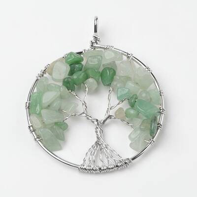 Tree of Life Natural Green Aventurine Big Pendants