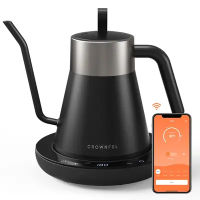Crownful Smart Electric Gooseneck Kettle with Variable Temperature Control, Pour Over Coffee Kettle and Tea Kettle, Stainless...