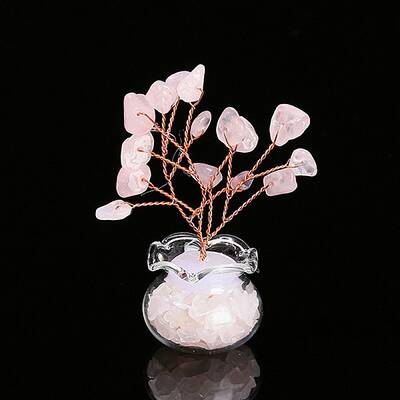 Natural Rose Quartz Chips Tree Decorations