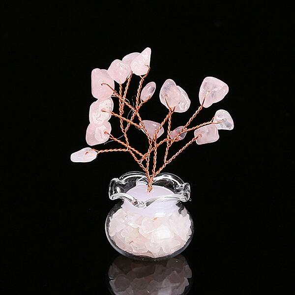 Natural Rose Quartz Chips Tree Decorations