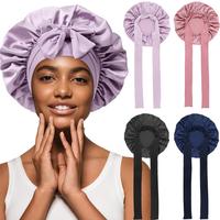 AWAYTR Satin Hair Bonnet Solid Color Single Layer Sleeping Caps Hair Care Cap Spring Summer Night Cap with Elastic Tie Band f...
