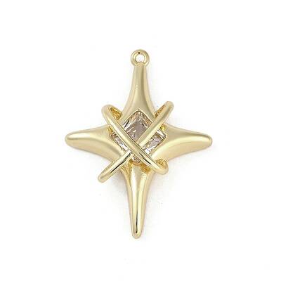 Brass Micro Pave Clear Cubic Zirconia Pendants