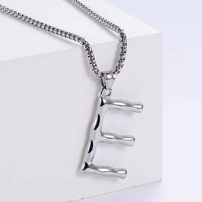 3Pcs Stainless Steel Textured Letter Pendants