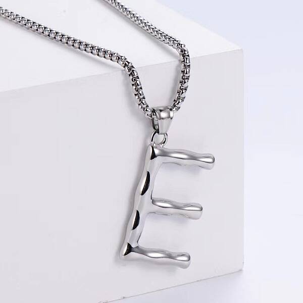 3Pcs Stainless Steel Textured Letter Pendants