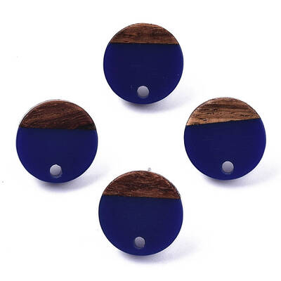 Opaque Resin & Walnut Wood Stud Earring Findings