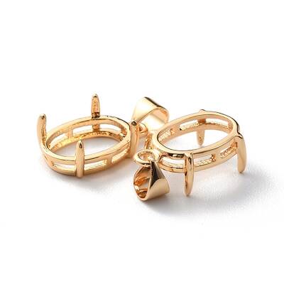 Brass Basket Pendant Setting with Prongs Mounting