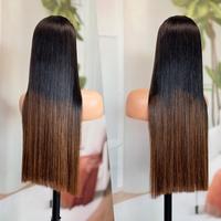 RAW VIETNAMESE HAIR 2X6 5X5 13X4 HD LACE WIGS HUMAN HAIR bone straight bob wig natural black colour and ombre brown colour 20...