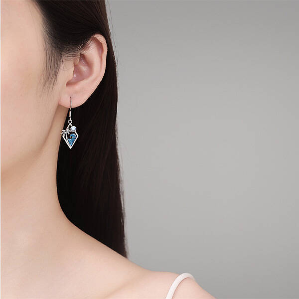 Brass Glass Dangle Earrings