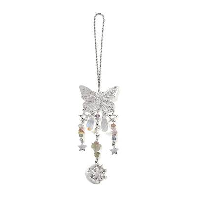 Natural Fluorite Butterfly Hanging Suncatcher Pendant Decoration