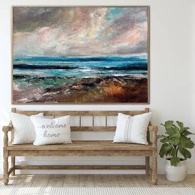 Seascape oil painting on canvas: impressionist art sky and sea painting in custom size as beach contemporary art wall decor |...