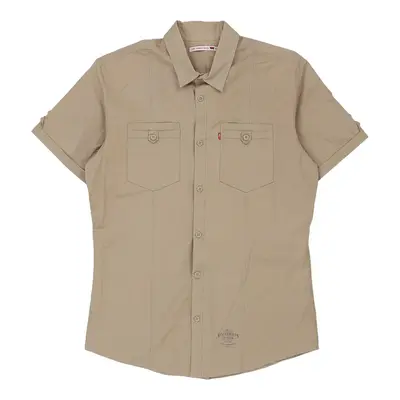 Levis Slim Fit Short Sleeve Shirt - Medium Beige Cotton
