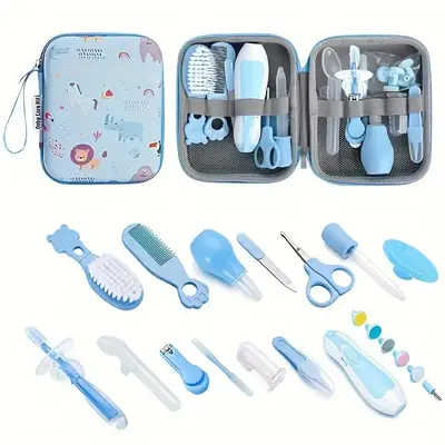 20pcs Unisex Healthcare Kit with Portable Case, Includes Ear Spoon, Nail Clippers, Comb, Brushes, Travel-Friendly Medical Sup...