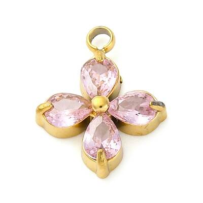 304 Stainless Steel Micro Pave Cubic Zirconia Pendants