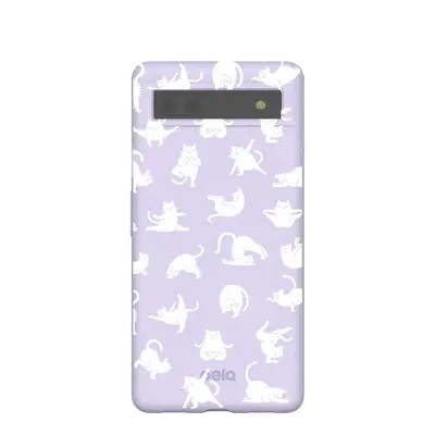 Lavender Yoga Cat Google Pixel 6a Case