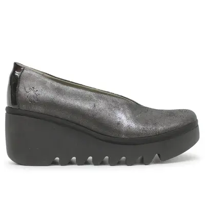 Fly London BESO246FLY Atlantis Leather Women's Comfort Shoes - Silver Black - Size:US 7-7.5 Women