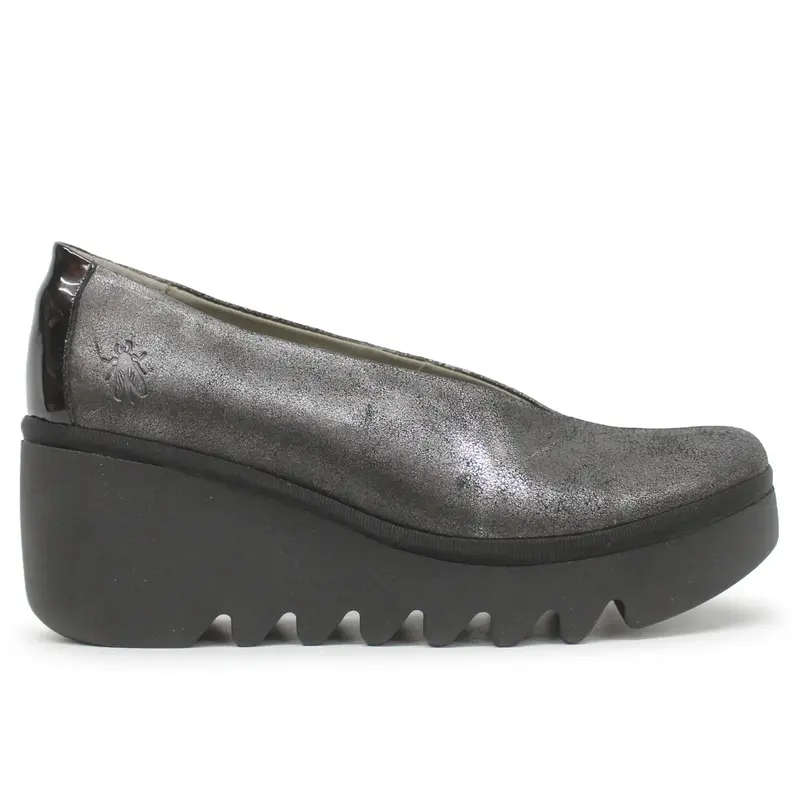 Fly London BESO246FLY Atlantis Leather Women's Comfort Shoes - Silver Black - Size:US 7-7.5 Women