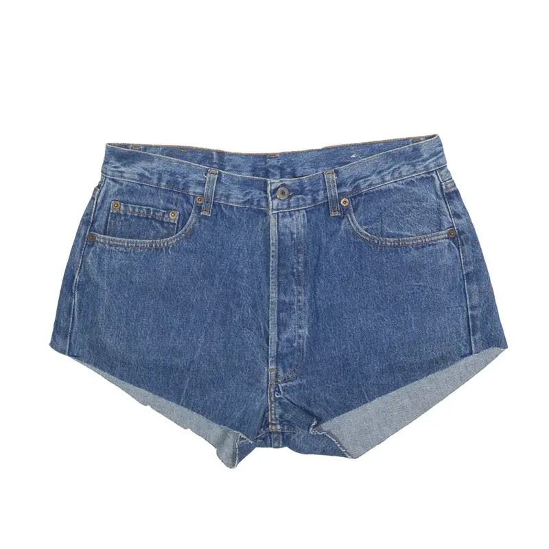 LEVI'S 501 Raw Hem Denim Shorts Blue Regular Womens M W32