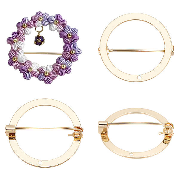 4Pcs Brass Brooch Base Settings