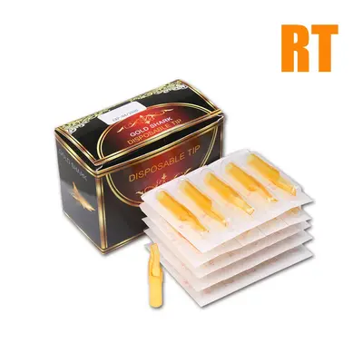 50Pcs Disposable Tattoo Tips Nozzle Tube Yellow Color RT