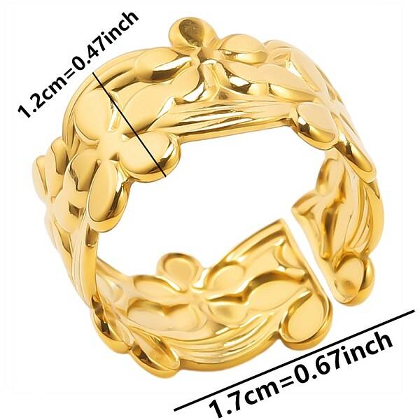 Minimalist Flower 304 Stainless Steel Cuff Rings