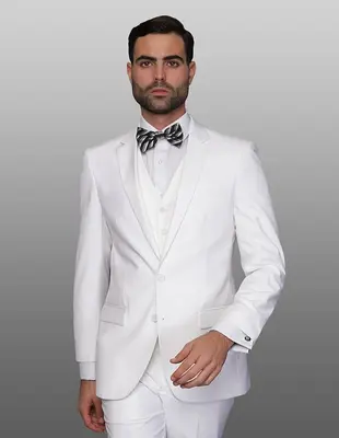 Mens Wool Blend Suit 3Piece Set  Solid Colors Statement