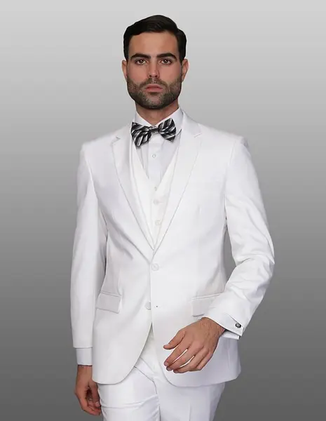 Mens Wool Blend Suit 3Piece Set  Solid Colors Statement
