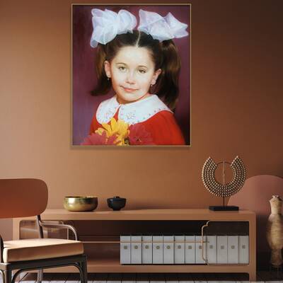 Original Girl Paintings from Photo Colorful Photo of Daughter Portrait for Living Room Decor | PAINTING FROM PHOTO #79