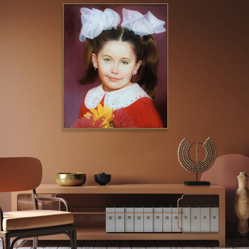 Original Girl Paintings from Photo Colorful Photo of Daughter Portrait for Living Room Decor | PAINTING FROM PHOTO #79