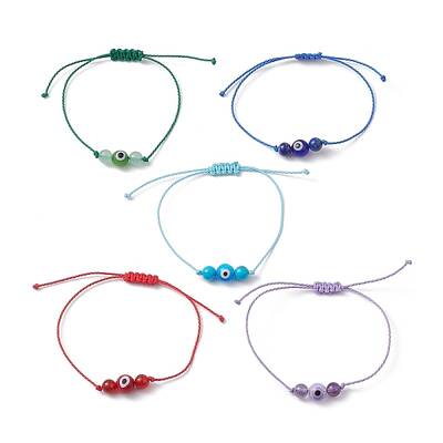 Natural & Synthetic Mixed Gemstone Braided Bead Bracelet