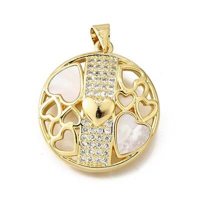 Brass Micro Pave Cubic Zirconia Shell Pendants