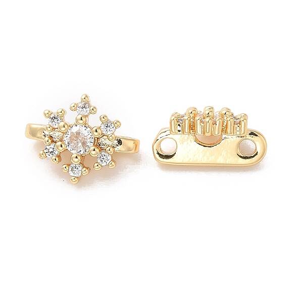 Christmas Brass Pave Clear Cubic Zirconia Slide Charms