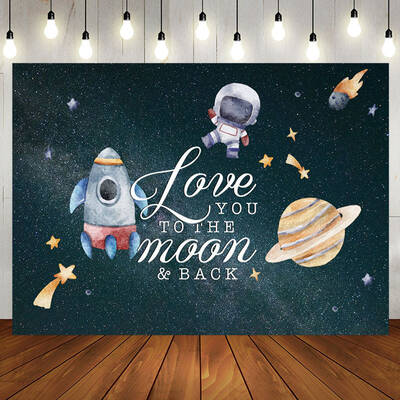 Love You To The Moon Galaxy Baby Shower Backdrop
