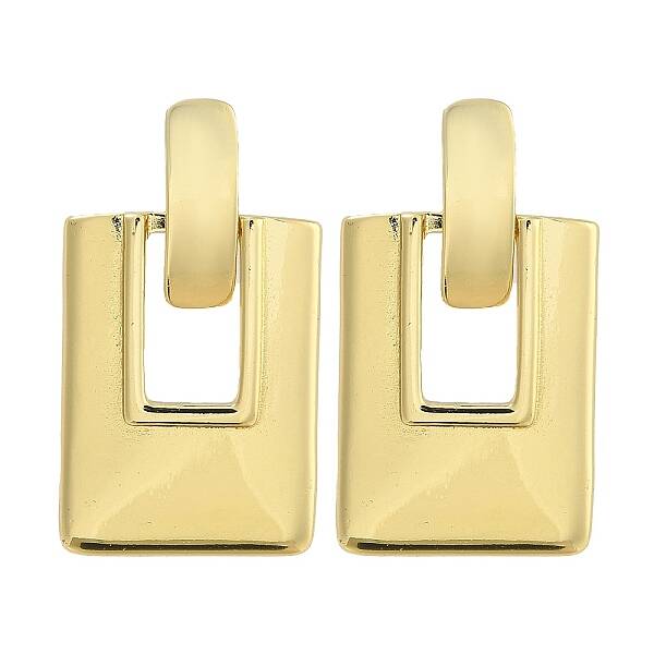 Brass Rectangle Stud Earrings