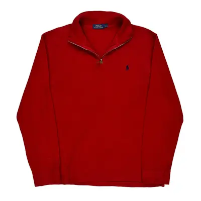 Polo By Ralph Lauren 1/4 Zip - Large Red Cotton