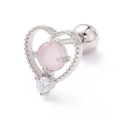 Heart Cat Eye Stud Earrings for Women